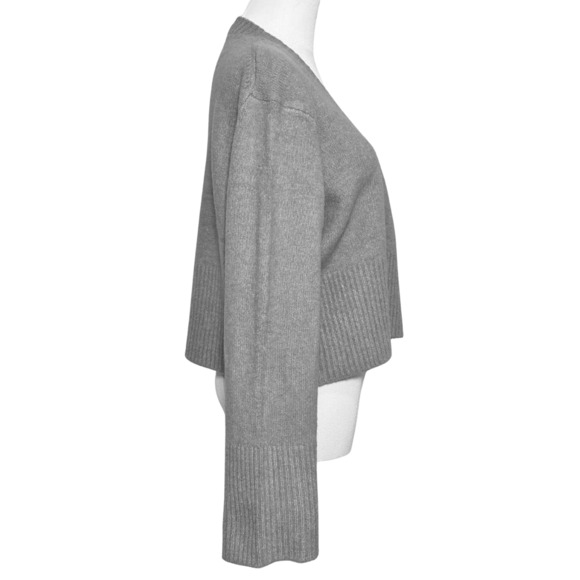 Asos Design Edge to Edge Gray Open Front Bell Sleeve Soft Cropped Cardigan Small - Picture 4 of 5